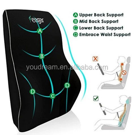 3DMesh Car SeatCushion,Breathable & Ergonomic OfficeChair,wheelchair and CarSeat Memory FoamOrthopedic Lumbar Support Pillow