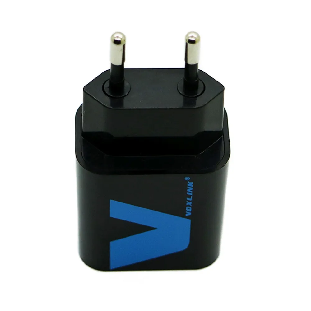 VOXLINK 2-портовое портативное зарядное USB устройство 5В/2.4А 12Вт интеллектуальное обнаружение и зарядка черное (вилка EU)