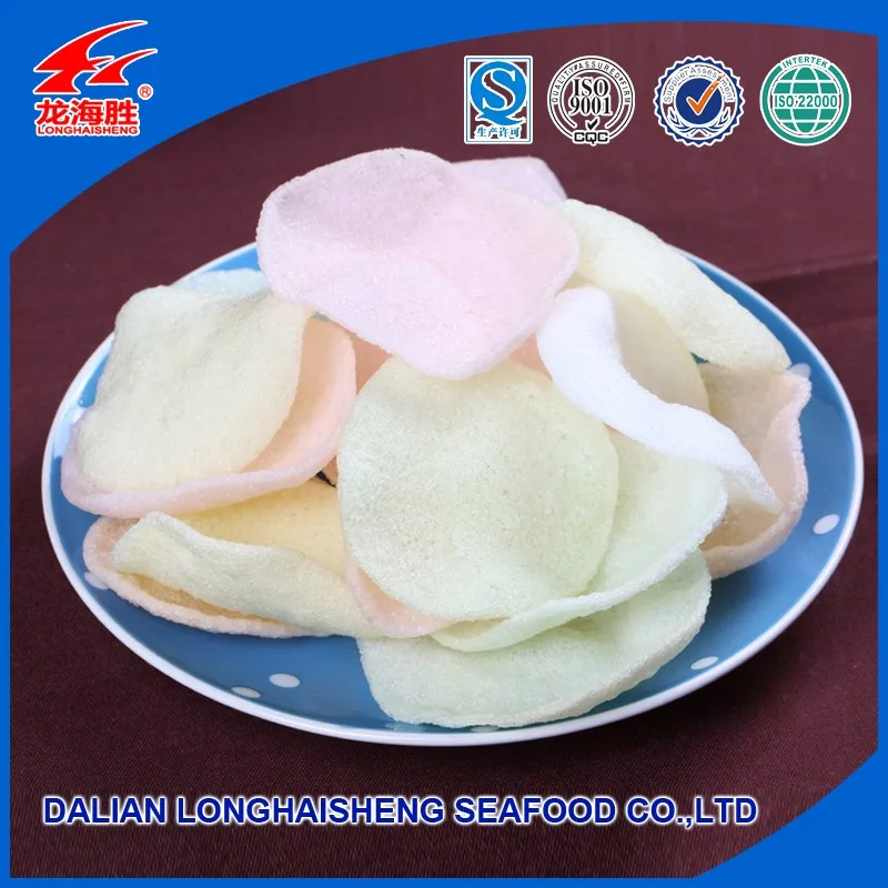 
White Prawn Crackers with Crispy Good Taste Healthy Seafood Snacks 