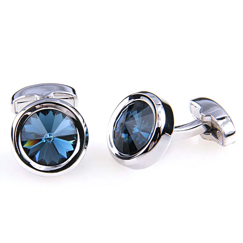 Elegant Shiny  Dark Green  Crystal Circular Cufflinks Wedding Cufflinks for Men