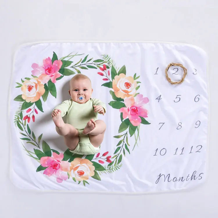 Customized Newborn Gift Milestone Blanket Plush Polar Fleece Baby Photography Props Monthly Blanket