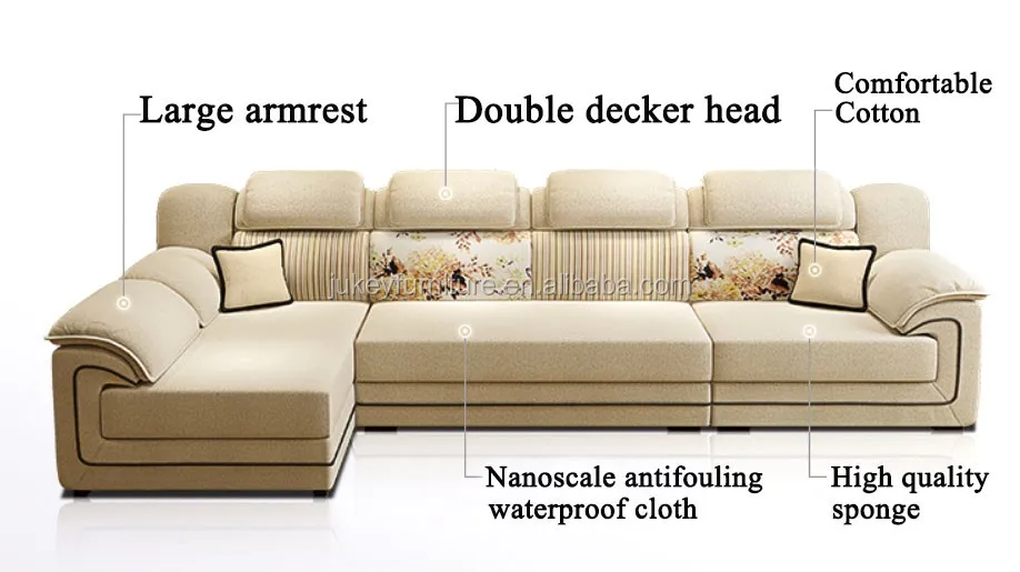 Living Room Sofa Set Home Furniture Modern Wood Frame Soft Sponge L Shape