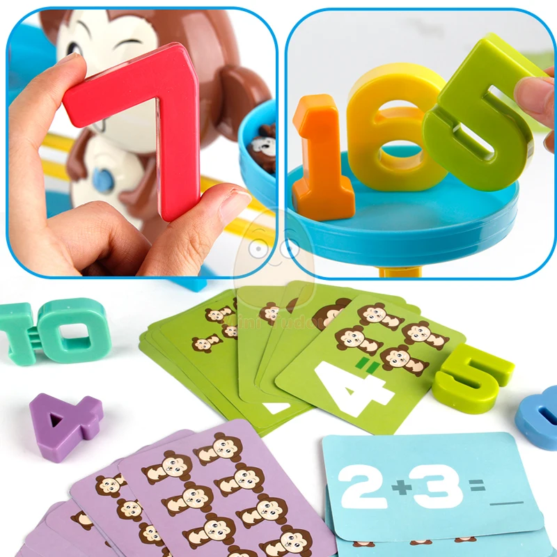 Monkey Balance Tool Children Digital Game Kids Counting Toys Learning Math Addition Montessori Educational Math Toy