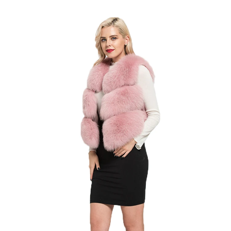 Высококачественный Женский жилет из натурального Лисьего меха, зимний теплый жилет в 3 ряда, пальто без рукавов, модный жилет