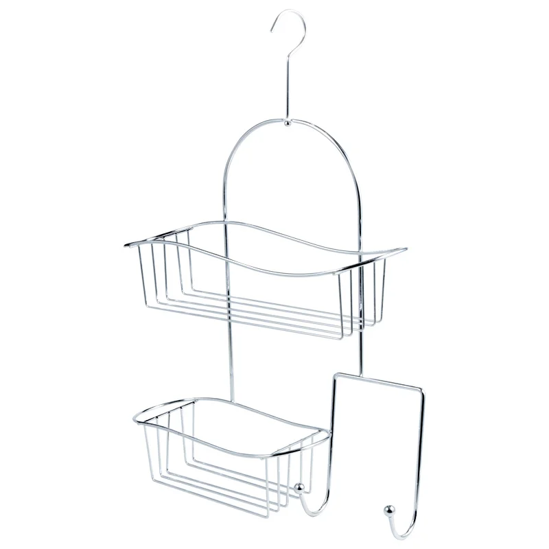 Double Bathroom Iron Wire Shower Caddy Shelf Hanging Shelf Storage Organizer with Hooks Over The Shower Head Bath Caddy Shampoo