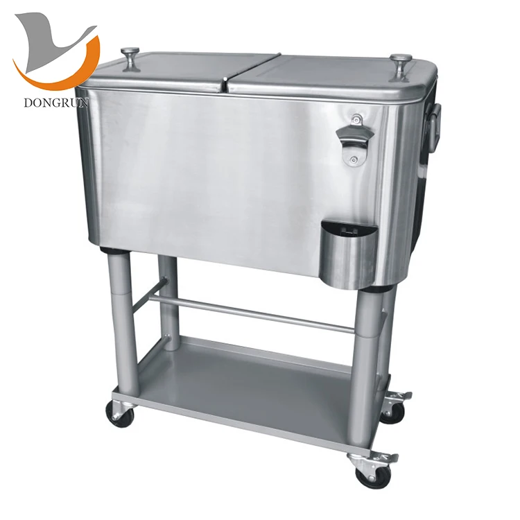 60QT Cart Patio Cooler rolling patio beer ice cooler cart