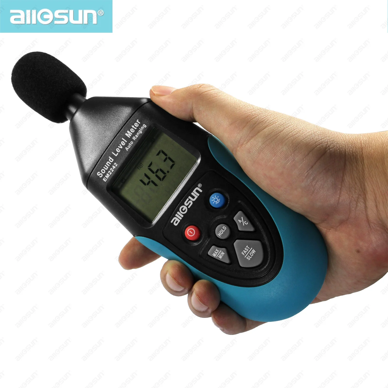 All-sun EM2242 Digital Sound Level Meter 30-130dB Handheld Noise Detector LCD Display Handheld Sonic Wave Tester Sound Meter