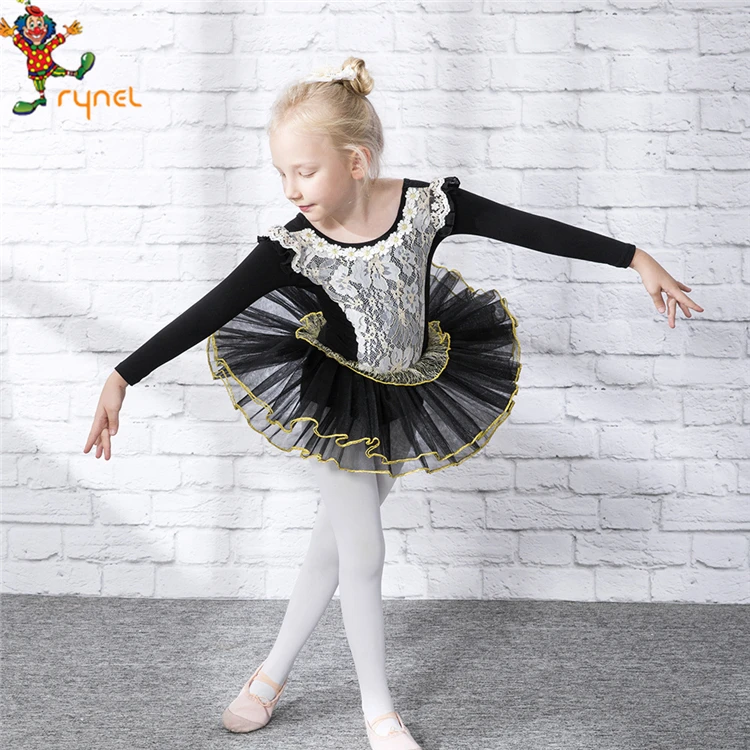 PGCC 5579 kids Black/ Pink Fancy LaceTUTU Ballet Costume For Girls Professional Ballet Dance Dress