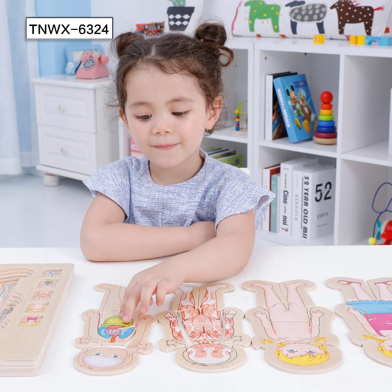 New design educational toys body structure wooden puzzle toy human body cognition puzzle