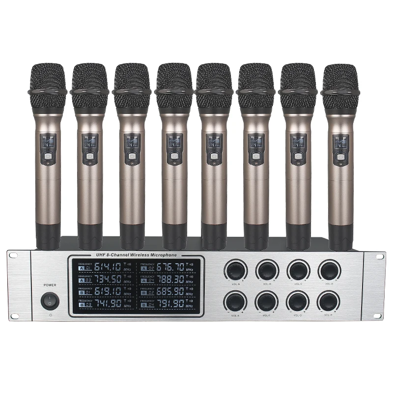 EPXCM/GU-880 Wireless Microphone System UHF Professional Microphone 8 Channel Dynamic Professional 8 Handheld Karaoke Stage KTV