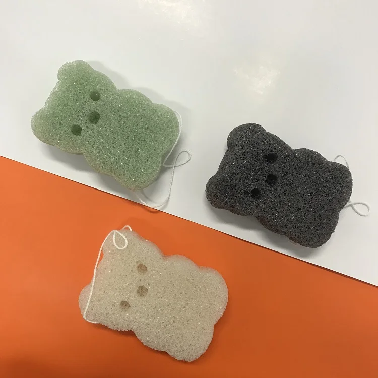 Разноцветная губка konjac в форме медведя индивидуальная упаковка детская