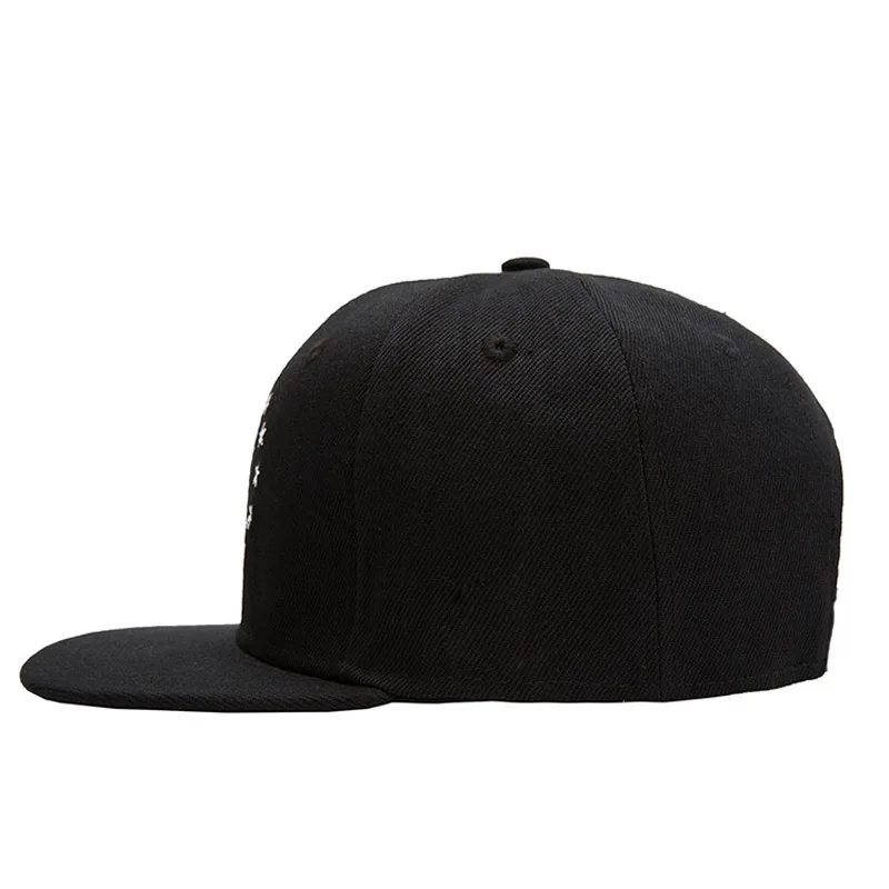 High quality flat letter embroidered yupoong wholesale plain cap black snapback hat