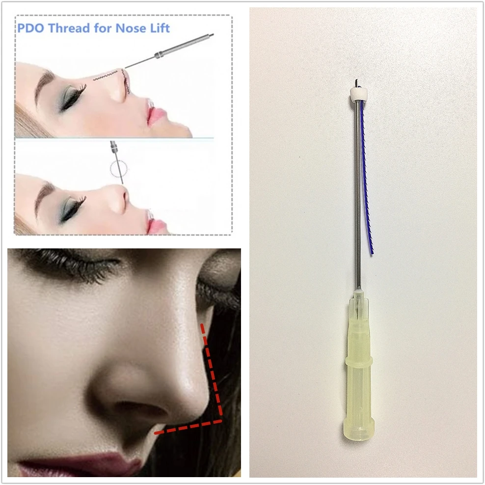 Free shipping Barbed thread PDO 19g50mm L Blunt for nose bridge hilos lifting