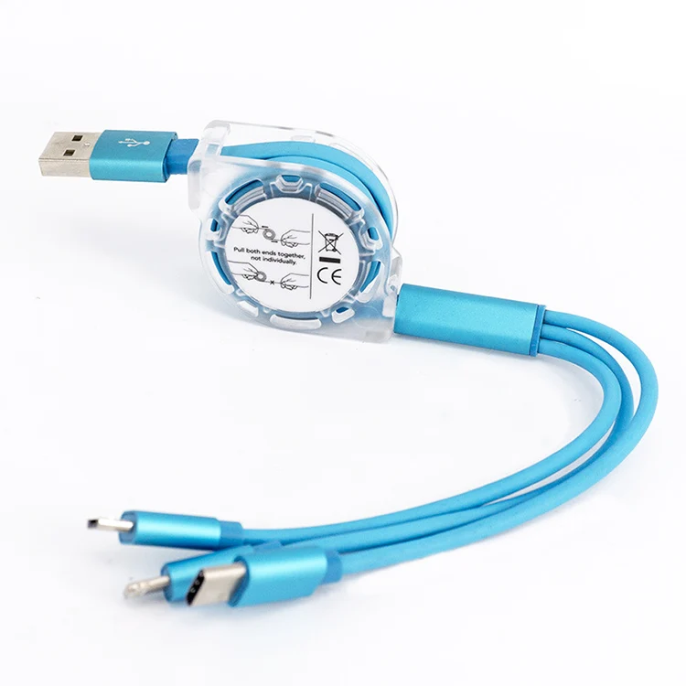 
3 IN 1 USB Type C Micro Usb 8 pin charger Multi Charging Cable cable for iphone 