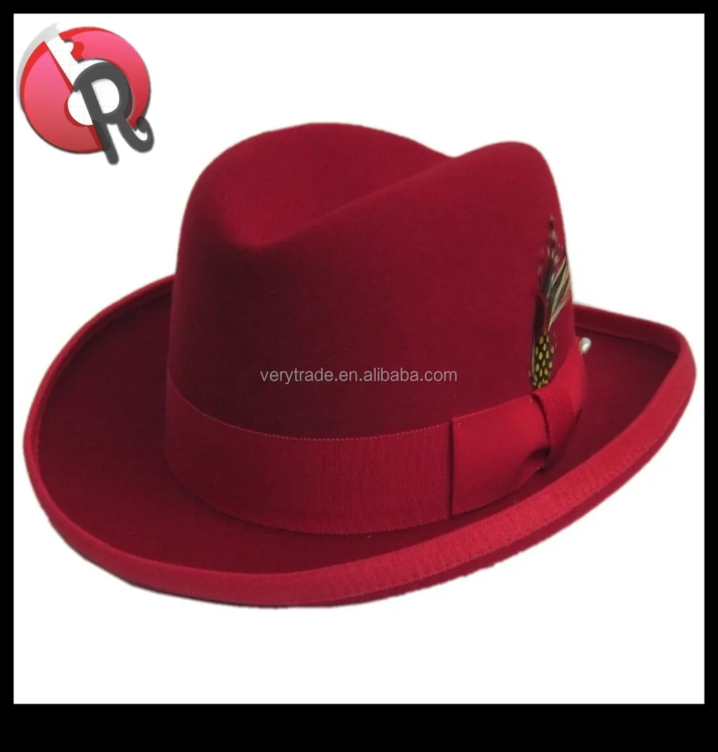 Men WOOL HOMBURG HAT M L XL * SATIN LINED Godfather Fedora