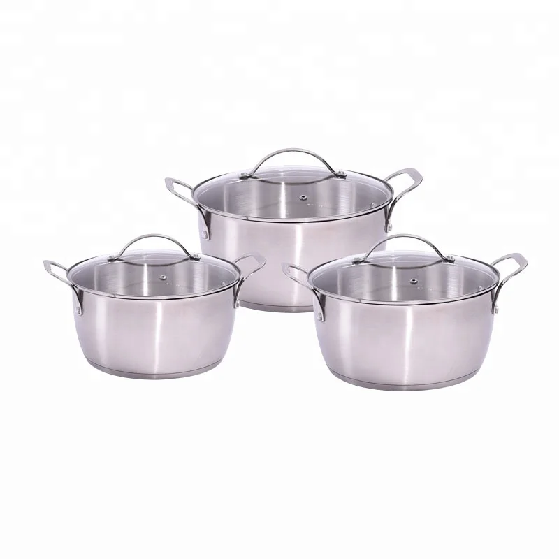 SKU 6pcs cookware stock stainless steel sauce pot sets with SS flat wire handle FH-300-6