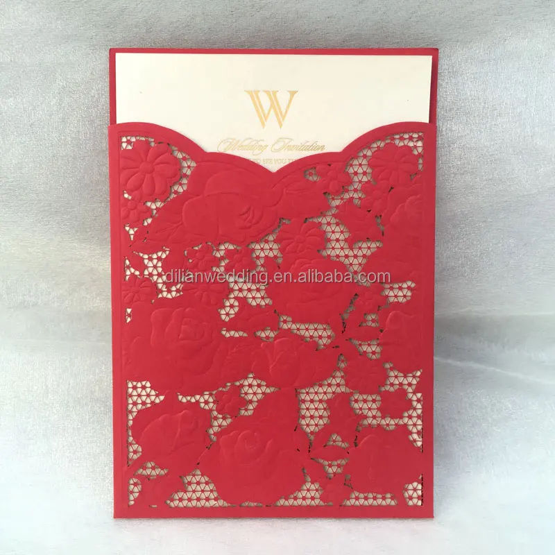 Light gold embossing rose nepali marriage invitation card