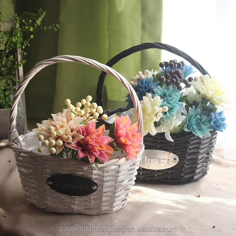 Hot Sale Wicker Basket Flower Girl Basket for Gift