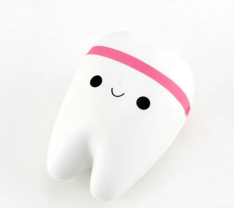 Mskwee Cute Cartoon Tooth Pendant Squishy Toy Slow Rising Hand Spinner Teeth Soft Cute Stretchy Squeeze Toy Gifts for children