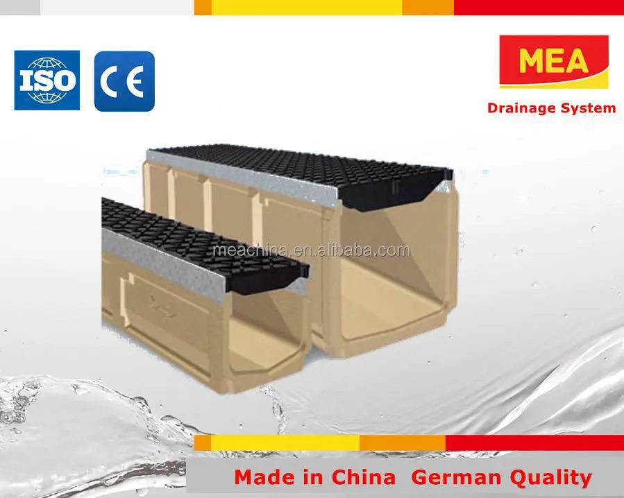 
easy install polymer concrete drainage channel with cast iron grating 
