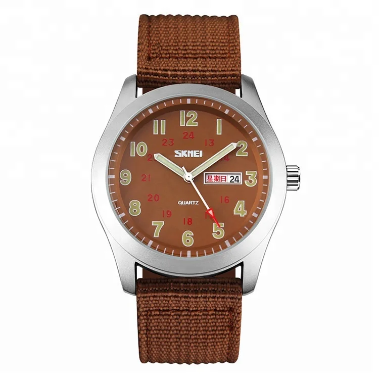 high quality skmei 9112 nylon band 5atm water resistant quartz watch