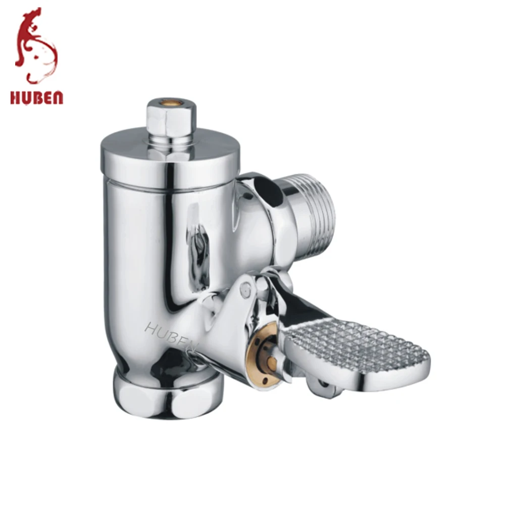 Time delay brass bathroom pedal toilet flush valve