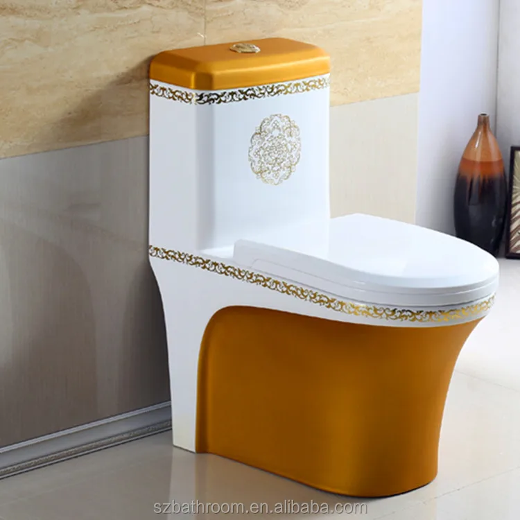 sanitary bathroom ware one piece gold plated toilet