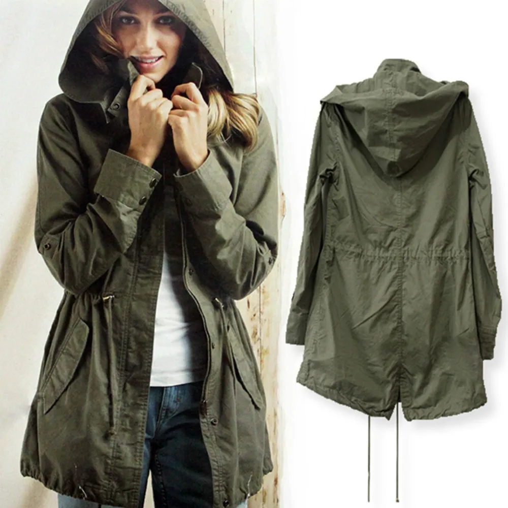 long green coat with hood