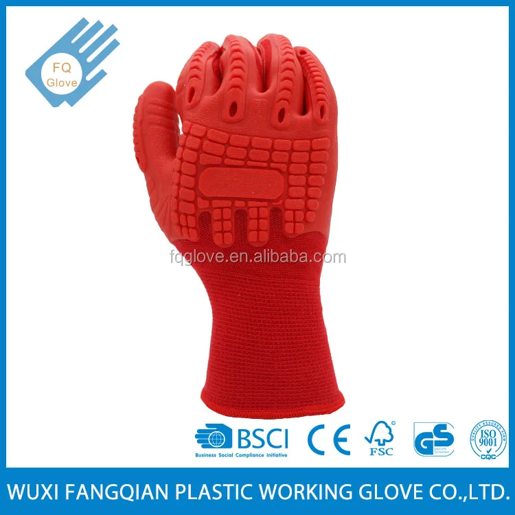 Durable Rubber Coated Anti-impact Knitted Work Gloves