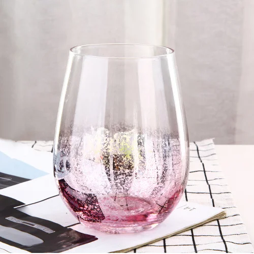 Electroplate wine glass, stemless red wine glass ,colored glass Wine Cup