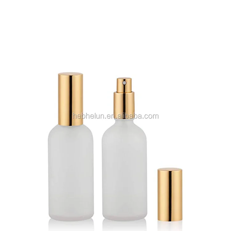 HeLun Luxury 100ml Empty Clear Frosoted Glass Perfume Bottles with Aluminum Spray Cap