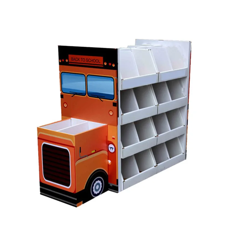 Color Brilliancy Exquisite school bus shaped cardboard display