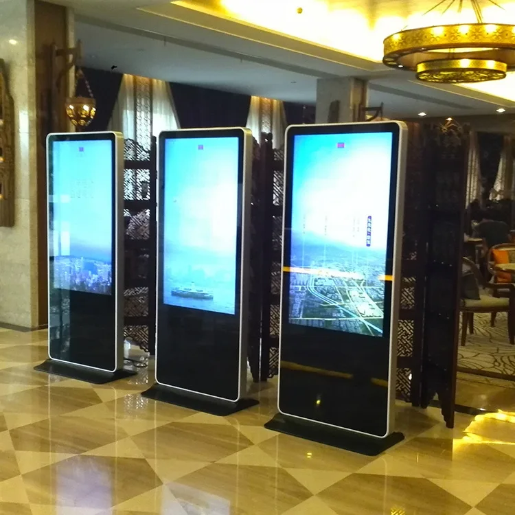 Ground stand 55 inch LCD LED advertising Kiosk Signage totem video loop player display