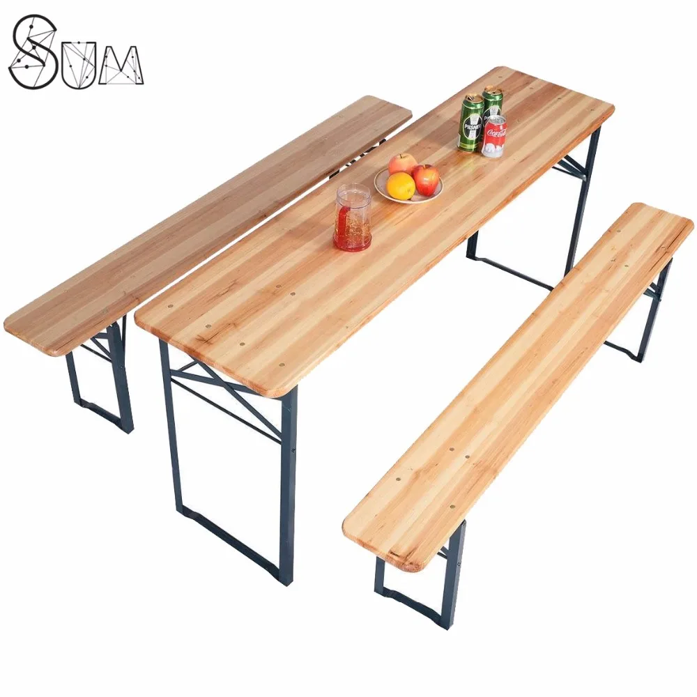 Beer table foldable from proheim 177 cm - 3-piece beer bank set foldable out of wood