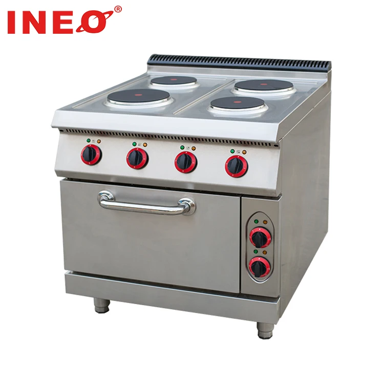 Restaurant Commercial 4 Burner Hot Plate Electric Cooker With Built-In Cabinet Kitchen Stainless Steel Cook Range