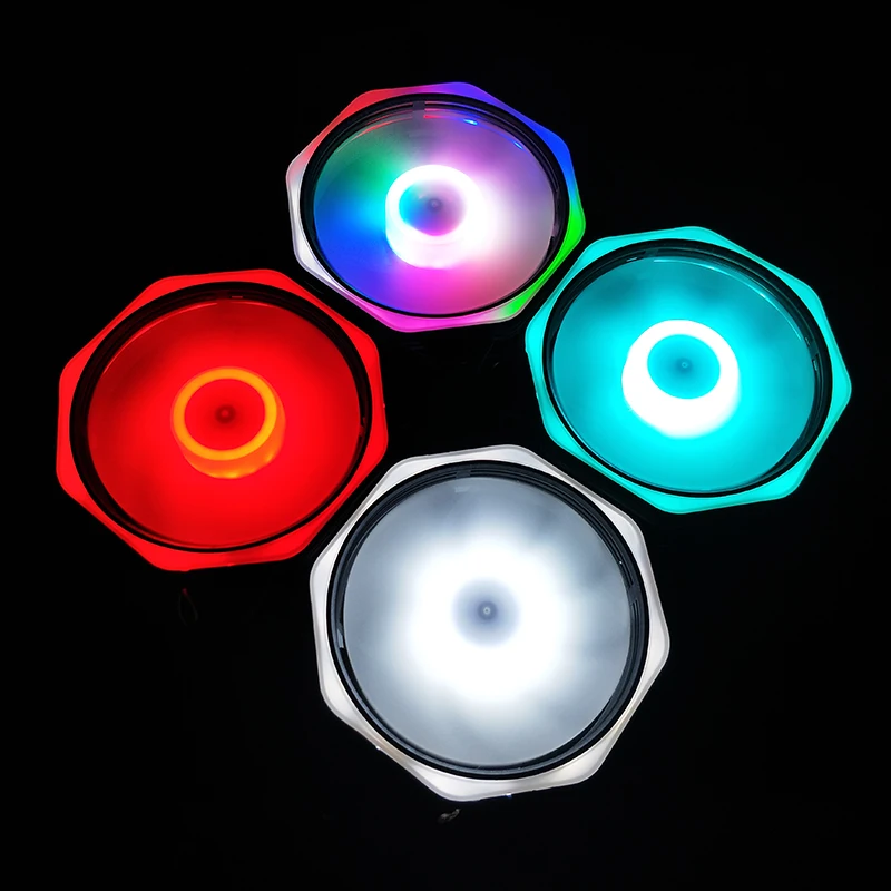 Кубик Рубика Coolmoon со светодиодной подсветкой, 2 многослойных вентилятора с внутренней и внешней подсветкой, 12 В, многоугольный светодиодный вентилятор 120 мм для корпуса компьютера