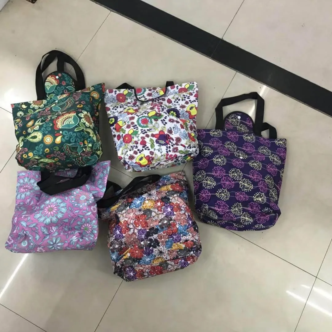 
Reusable 420d Foldable Polyester Shopping Rolling Up bags With Zipper 