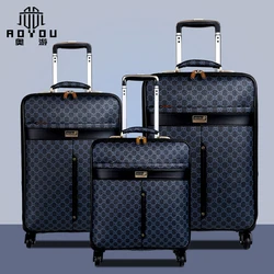 3pcs 16/20/24 inch women pu leather brown Suitcase Rolling Luggage Tote Bag Set