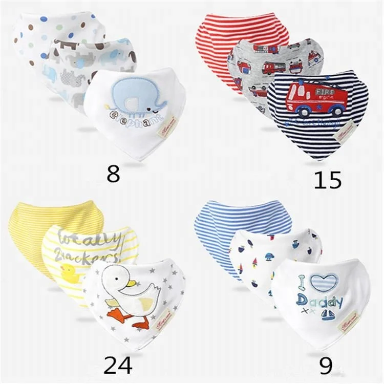 
Fashion design High Quality organic cotton baby bandana bib for Three loaded 