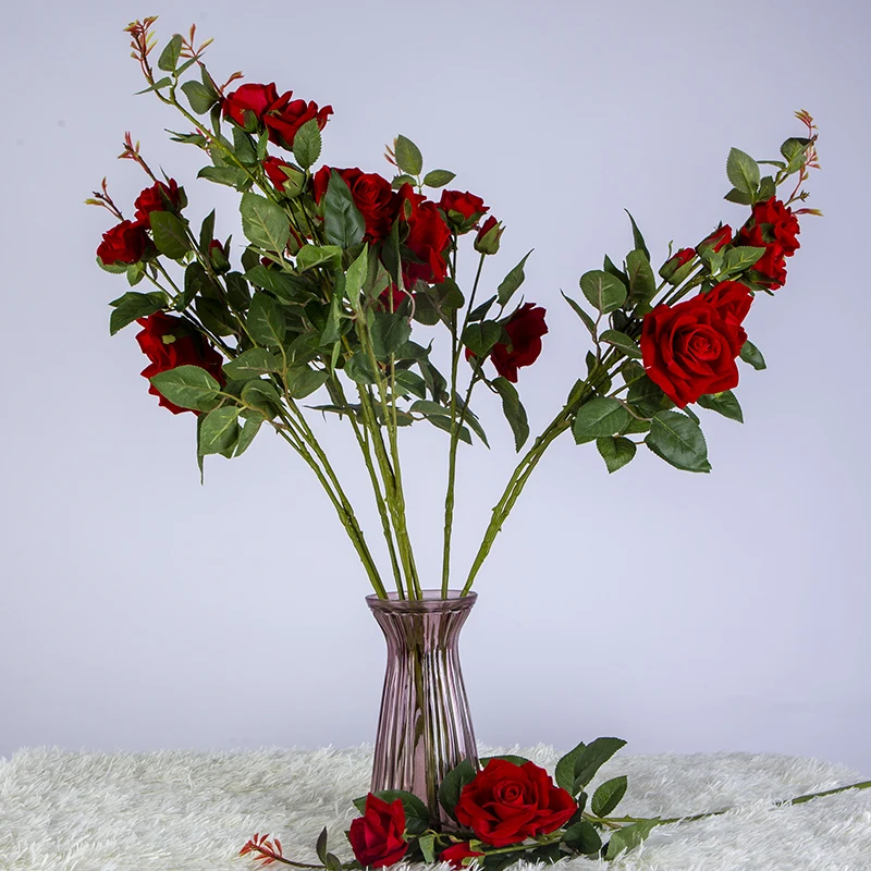 E-commerce exclusive high quality silk red artificial flower roses bouquet Petal thickening In stock