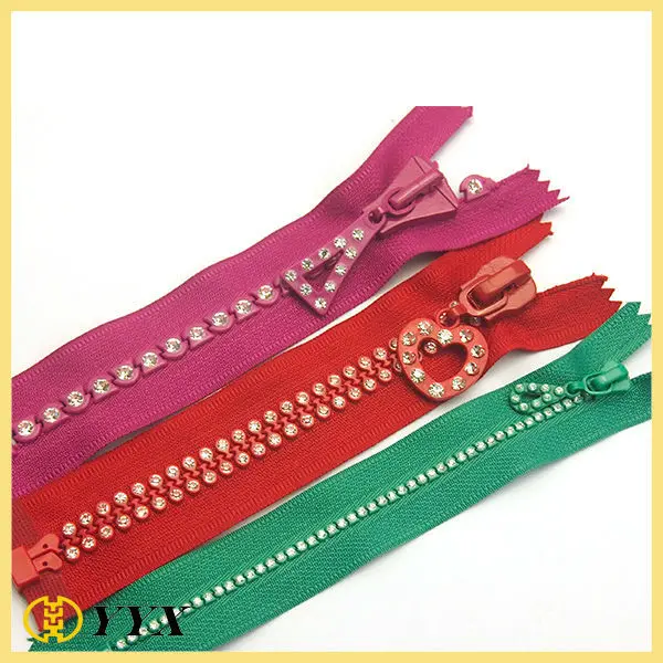 #5 #8 #10 двойные камни 24 дюйма разделительная молния со стразами