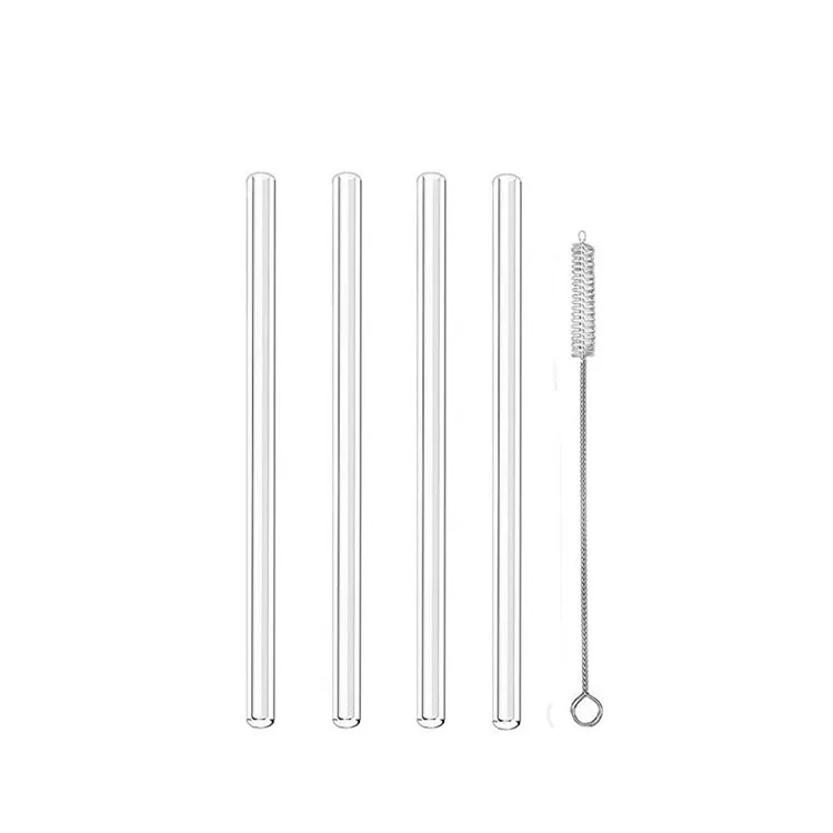 New arrival borosilicate glass straws set reusable eco friendly glass straws with travel bag