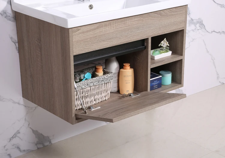 KD-BC003MFP-70 High Quality Waterproof Wooden Bathroom Vanity Cabinet with LED Mirror Modern Wall Hung Counter Top Basin Vanity