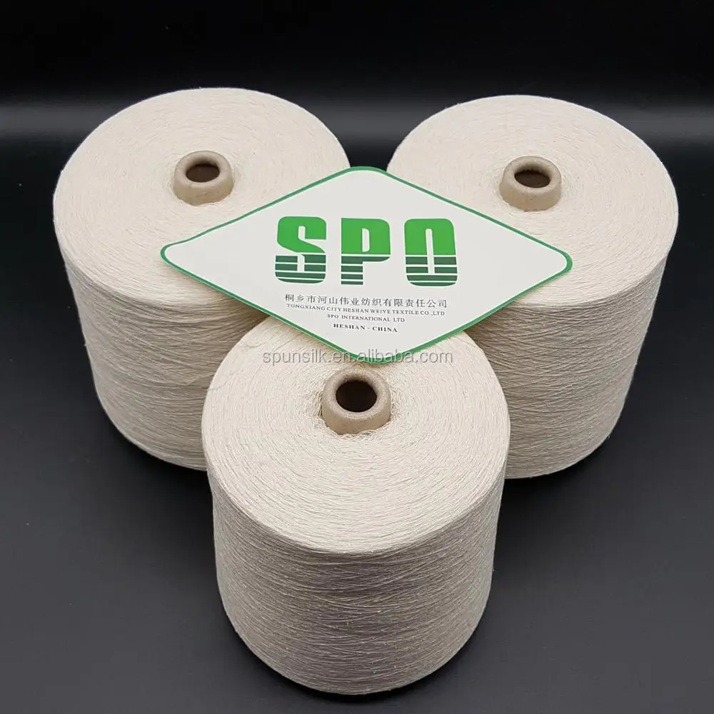 100% Mulberry silk waste silk noil yarn 17nm/1 air spinning yarn