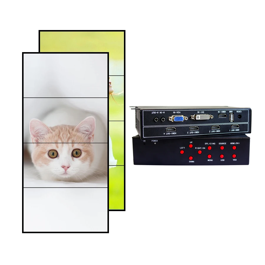 ЖК-дисплей HD, сращивающийся экран, бесшовный светодиодный настенный монитор для телевизора, дисплей с поддержкой 1x3 1x4, настенный контроллер