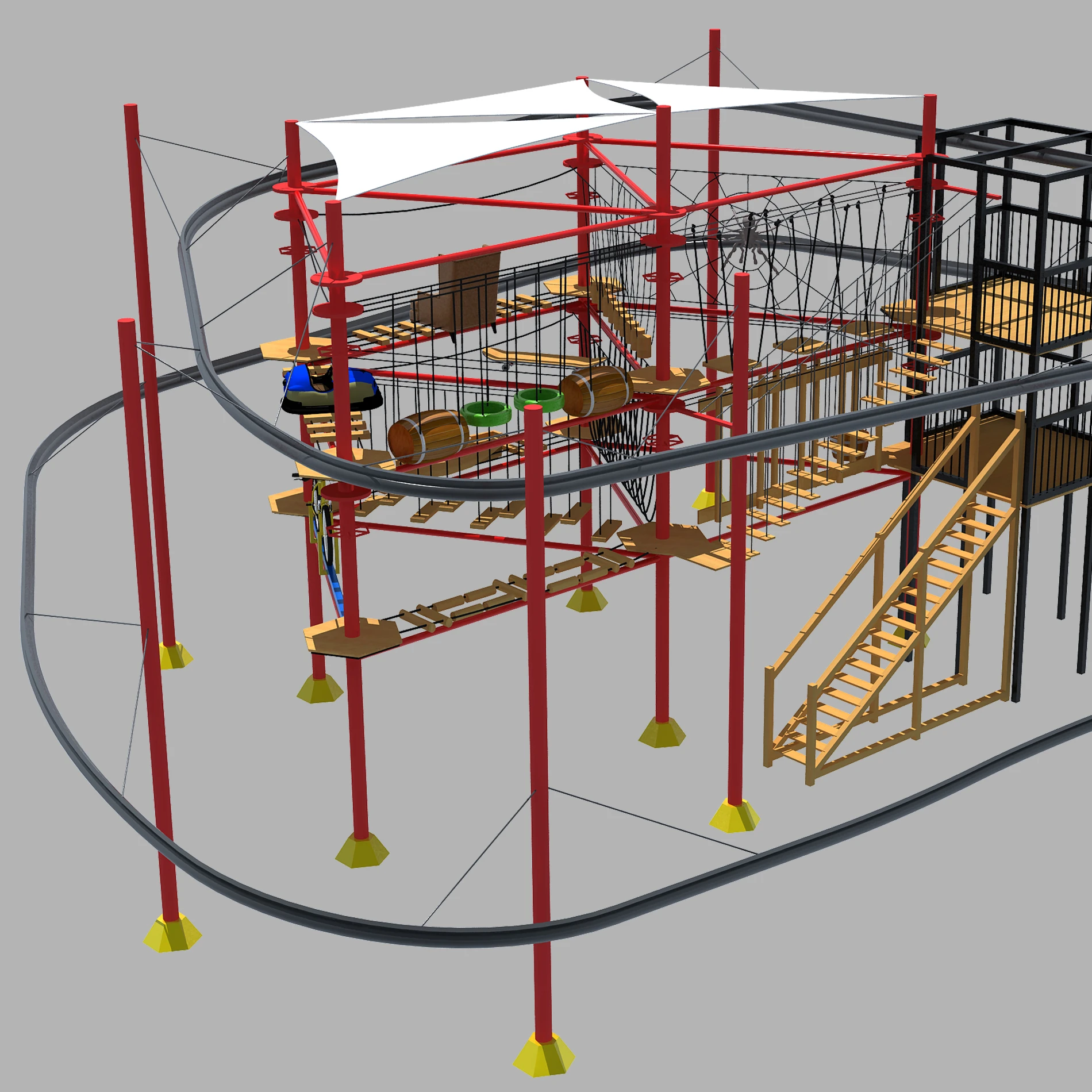 professional outdoor trampoline zip line for adult roller coaster zip line for amusement park