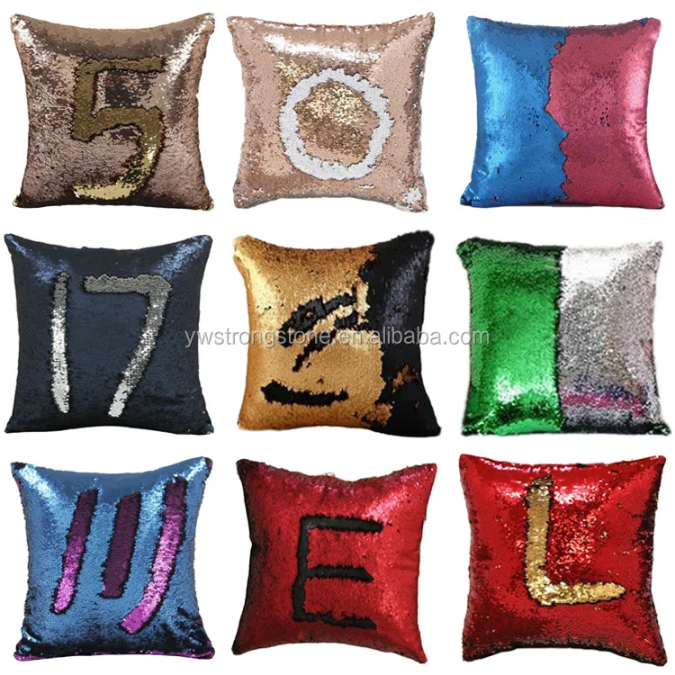 Sequins Throw Pillow Case DIY Two Tone Glitter Cushion Cover Home Decor Cojines 40*40cm Square Almofadas Fundas Promotion Gifts