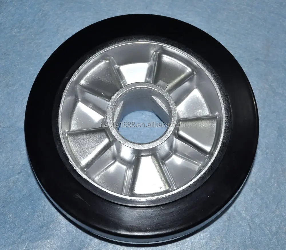 200X50 heavy duty aluminum core rubber casters
