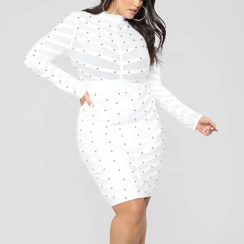 Женские сетчатые бандажные платья с длинным рукавом
