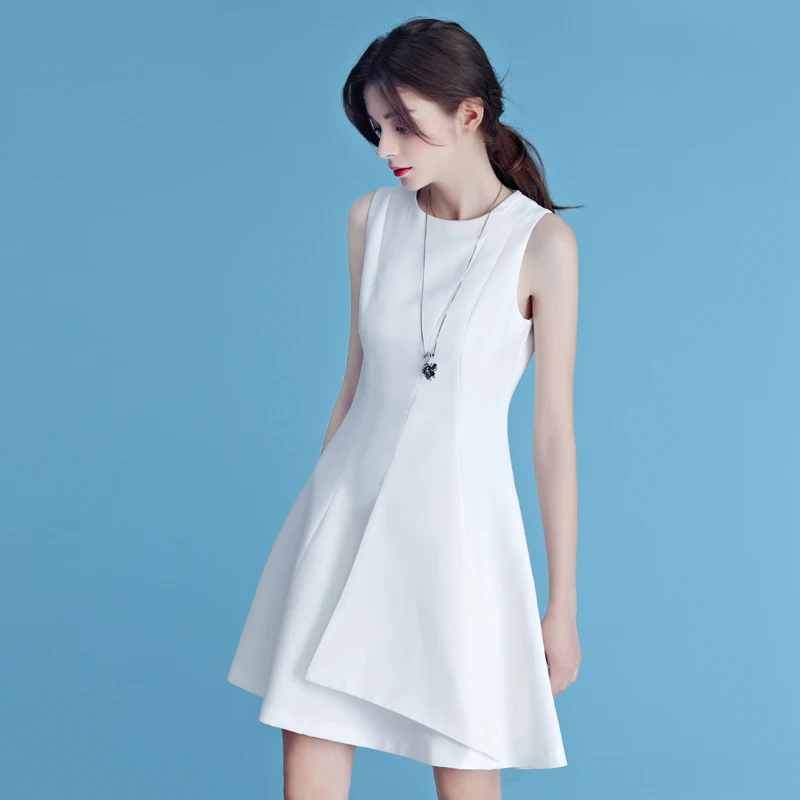 women white simple party sleeveless dress